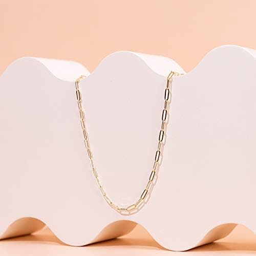PAVOI Womens 14K Gold Plated ‚Äì Yellow Gold Paperclip Chain Adjustable Necklace — view 3