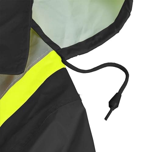 Pioneer Hi Vis Waterproof Lightweight Rainsuit - Work Safety Hooded Jacket and Bib Pants - Adjustable Pant Length - Black — view 12