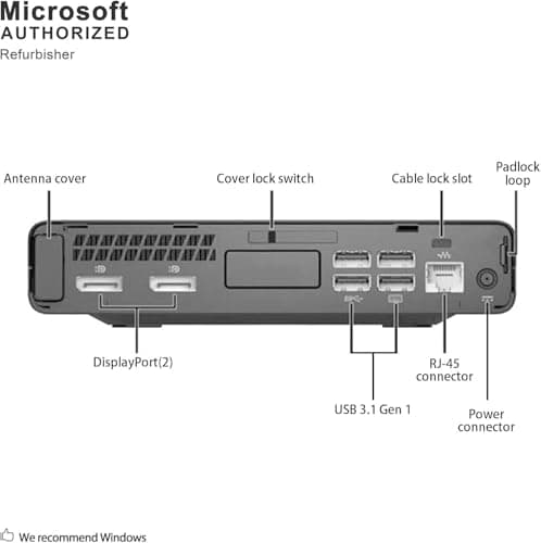 HP EliteDesk 800 G3 Mini Business Desktop Computer, Intel Core i5-6500T, 32GB DDR4 RAM, 512GB NVMe SSD, Built-in Intel AX200 WiFi 6 + Bluetooth, Wireless Keyboard and Mouse, Windows 11 Pro (Renewed) — view 6