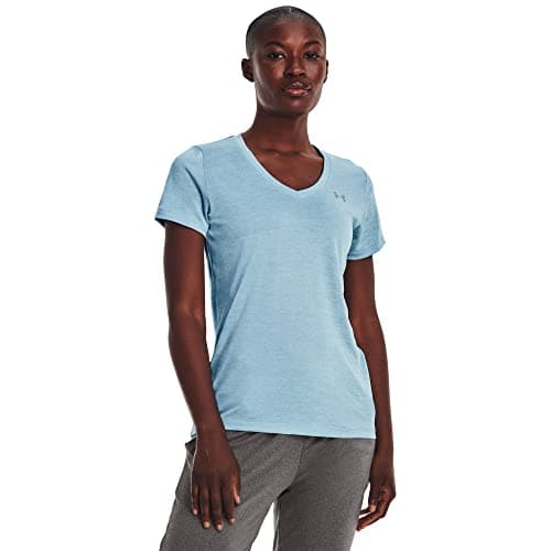 Under Armour Womens Tech V-Neck Twist Short-Sleeve T-ShirtDISC, (490) Blizzard/White/Metallic Silver, XX-Large