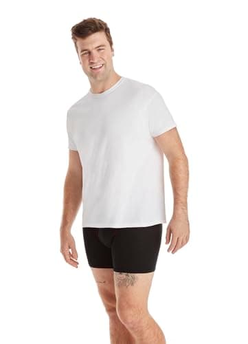 Hanes Men's ComfortSoft 4 Pack Cotton Crewneck T-Shirt, White, Large — view 3