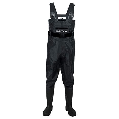 Night Cat Waterproof Fishing Waders: Hunting Chest Wader with Bootfoot Belt Breathable Lightweight Black Size Men 9 Women 10