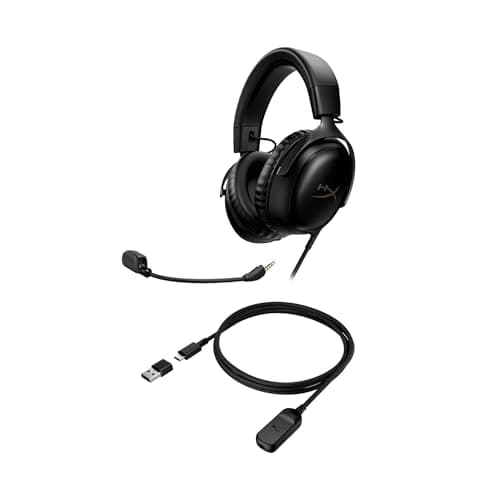 HyperX Cloud III – Wired Gaming Headset, PC, PS5, Xbox Series X|S, Angled 53mm Drivers, DTS Spatial Audio, Memory Foam, Durable Frame, Ultra-Clear 10mm Mic, USB-C, USB-A, 3.5mm – Black — view 3