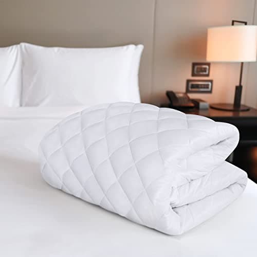 Utopia Bedding Quilted Fitted Mattress Pad, Queen Size, Elastic Fitted Mattress Topper Protector and Cover Stretches up to 16 Inches Deep, Machine Washable (White) — view 4