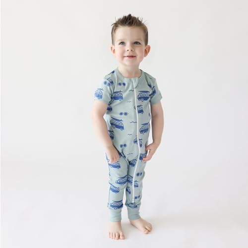 Parade Organic Signature Print '2-Way' Zip Romper - Short Sleeve Surf 18-24 Months