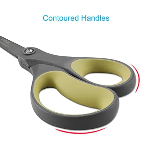 LIVINGO 2 Pack 8" Titanium Non-Stick Scissors, Professional Stainless Steel Comfort Grip, All-Purpose, Straight Office Craft Scissors for Tape, Paper, Cardboard(Green/Yellow) — view 3