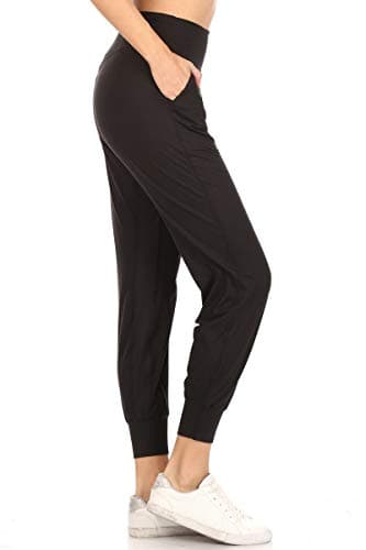 Leggings Depot JYL19-BLACK-L ActiveFlex Slim-fit Joggers with Pockets, L — view 2