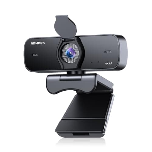 NEWORK EasyCam 4K Webcam, CDAF Autofocus, Auto Light Correction, 77°FOV, Computer Camera with Dual Mics, Privacy Cover, Plug & Play, for Zoom/Teams/Skype/Google Meet