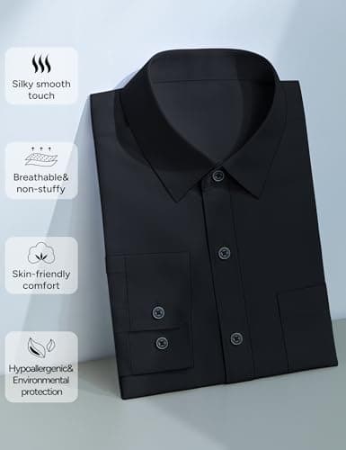 Marvelous World Boys' Long Sleeve Solid Buttoned Cuffs Dress Shirt Kids Casual Button Down Shirts Black Size 14 — view 3