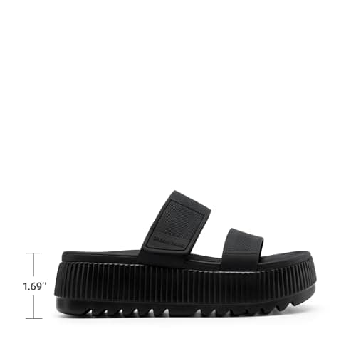 DREAM PAIRS Waterproof Slip On Platform Sandals,All Black,8 — view 4