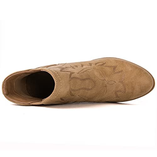 GLOBALWIN Women's Pull On Ankle Boots The Western Cowboy Cowgirl Boots, 21yy01 Khaki, 8.5 — view 5