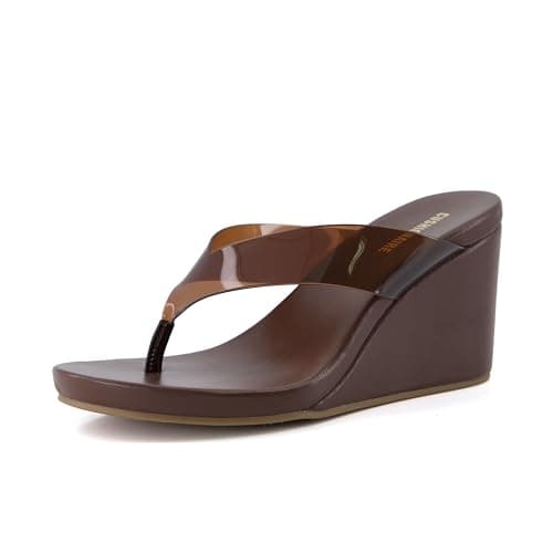 CUSHIONAIRE Bera Platform Thong Womens Sandals, Stylish Wedge Flip Flops for Women with Contoured Comfort Footbed, WHISKEY 7 — view 8