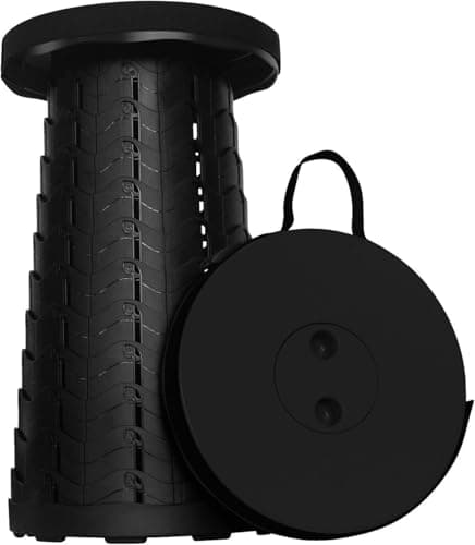 2026 Upgraded Collapsible Stool, 400lb Max Weight, Lightweight But Sturdy, Portable Folding Retractable Telescoping Foldable Camping Stool for Adults Outdoor Fishing Hiking Travel BBQ (Black) — view 3