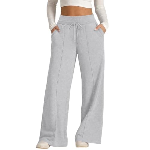 Open Leg Sweatpants Womens Baggy Elastic Waist Gym Yoga Pants with Pockets
