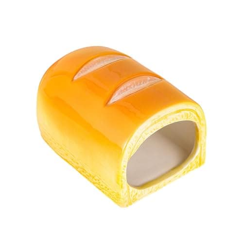 homwowo Unique Hamster Houses Durable Ceramic Safe Hideout Dwarf Hamsters Nesting Place Long Bread Size Is 4.33inch X 2.56inch Small Hamster House Small Animal Houses Habitats , Toast