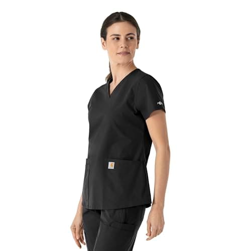 Carhartt Scrubs C12113 Women's Force® Modern Fit V-Neck Top, Black, Small — view 4
