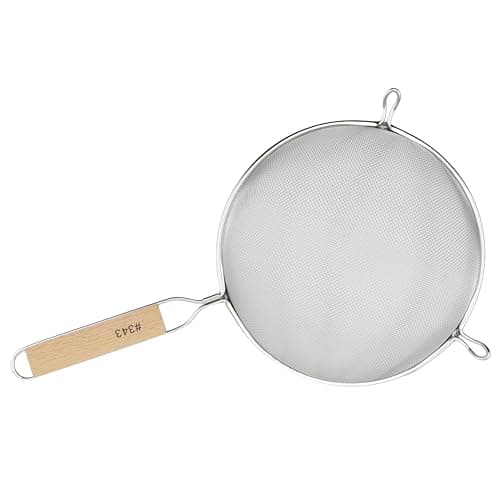 Winco Strainer with Single Fine Mesh, 8-Inch Diameter, Medium, Stainless Steel, Tan,Silver — view 2
