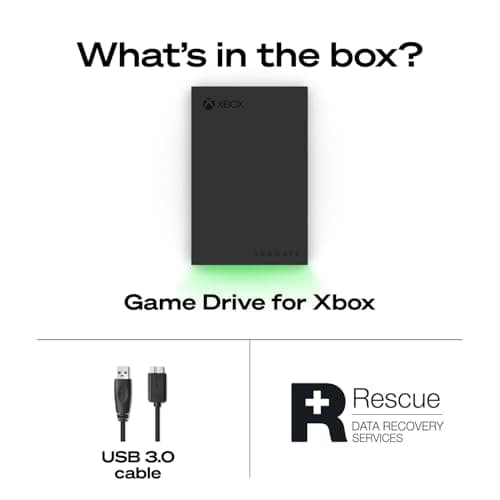 Seagate Game Drive for Xbox 5 TB External Hard Drive Portable HDD - USB 3.2 Gen 1, Black with Built-in Green LED bar, Xbox Certified, 3 Year Rescue Services(STKX5000403) — view 2
