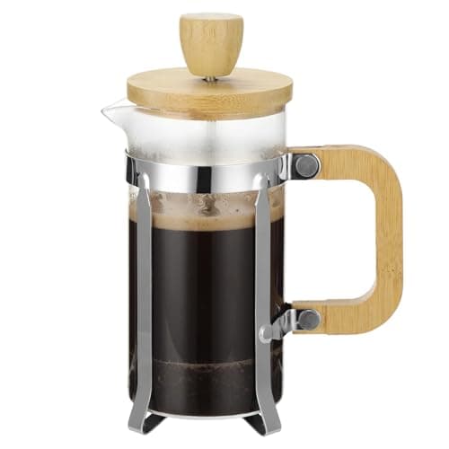 Toyosport French Press Coffee Maker, 12 oz Thick Borosilicate Glass Tea Brewing Pot with Stainless Steel Filter and Wood Handle, Coffee Press for Home Office Travel — view 5