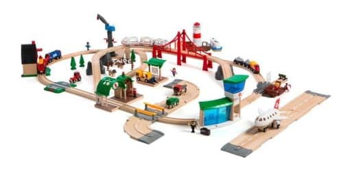 BRIO World Railway World Deluxe Set - 106-Piece FSC-Certified Wood and Accessory Train Set - Works with All Wooden Train Sets - Includes Tracks, Vehicles, Bridge & More - Kids Ages 3 & Up