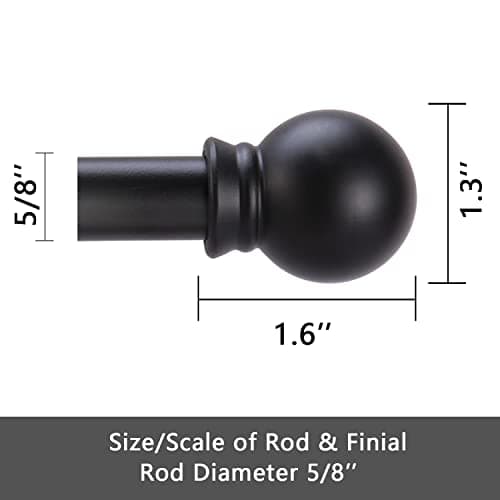 GXOACKJ Curtain Rods for windows 32-48 inch, 5/8 inch Decorative Curtain Rod Set, Matte Black Splicing Heavy Duty Metal Curtain Rod with Brackets — view 4