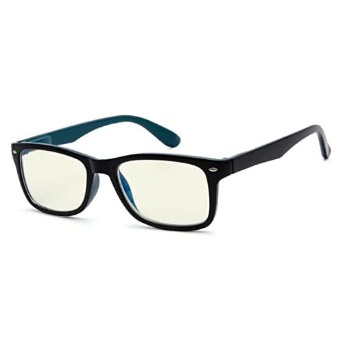 Eyekepper Computer Reading Glasses,UV Protection, Anti Glare,Anti-reflective Computer Readers (Black Blue, Yellow Tinted Lenses) +4.0