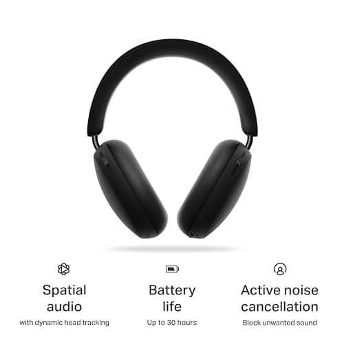 Sonos Ace | Noise Cancelling Wireless Over-Ear Headphones with Bluetooth, 30-Hour Battery Life, Spatial Audio, Dolby Atmos, Dynamic Head Tracking - Black