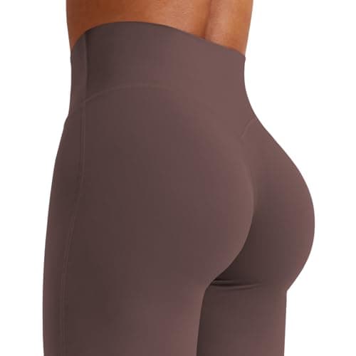 YEOREO Workout Leggings Womens No Front Seam Straight Leggings 31.5" High Waist Buttery Eddiy Gym Yoga Pants Plum Brown S — view 5