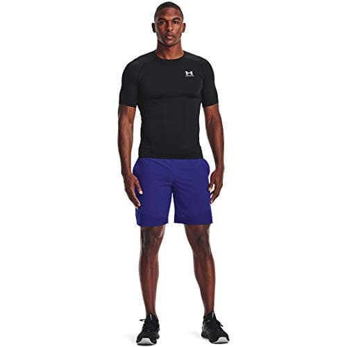 Under Armour mens Armour Heatgear Compression Short-sleeve T-shirt , Black (001)/White , Small — view 2