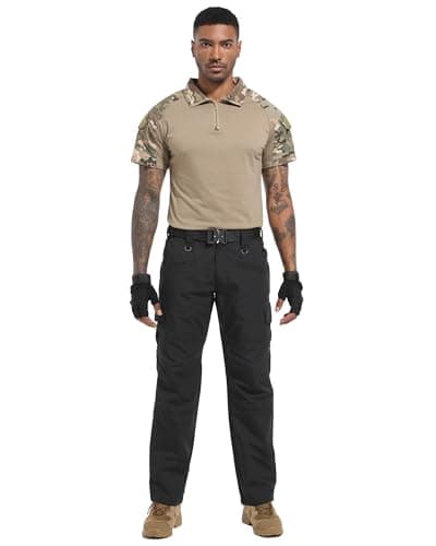 Rapoo Cargo Pants for Men Water Resistant Hiking Work Tactical Military Army Casual Pants for Men Many Pockets Mens Ripstop Lightweight Construction Carpenter Pants Black 30Wx32L — view 3