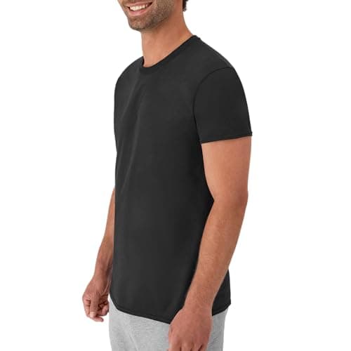 Hanes Mens Cotton, Moisture-wicking Crew Tee Undershirts, Multi-packs, Black/Grey/Blue Assorted - 6 Pack, 3X-Large US — view 2