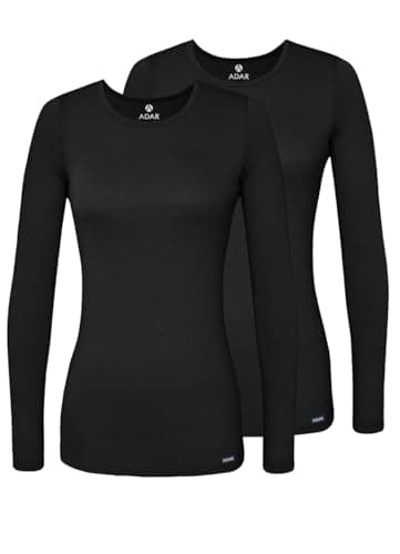Adar Uniforms, Underscrubs for Women 2 Pack - Long Sleeve Underscrub Comfort Tee - 2902 - Black - XS