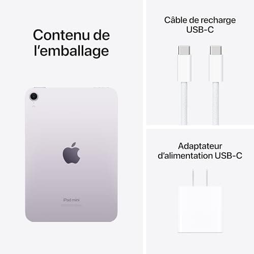 Apple iPad mini (A17 Pro): Apple Intelligence, 8.3-inch Liquid Retina Display, 128GB, Wi-Fi 6E, 12MP Front/12MP Back Camera, Touch ID, All-Day Battery Life — Purple — view 5