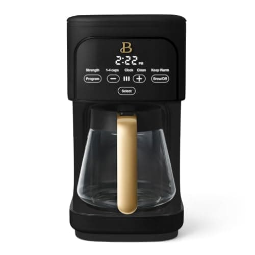 B - 12-Cup Programmable Coffee Maker with Touch Controls, Auto Brew Timer, Reusable Filter, Large Glass Carafe, Countertop Coffee Machine (Black Sesame)