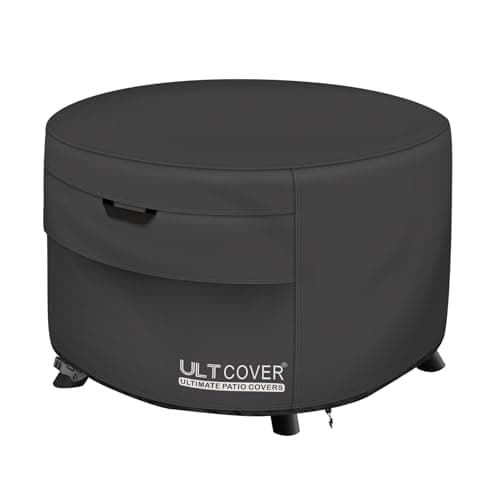 ULTCOVER Patio Fire Pit Table Cover Round 36 inch Outdoor Waterproof Fire Bowl Cover, Black