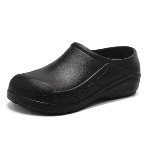 Ulogu Waterproof Non Slip Chef Clogs for Men Women Slip Resistant Work Shoes for Nurses Chefs Kitchen Restaurant & Food Service Black
