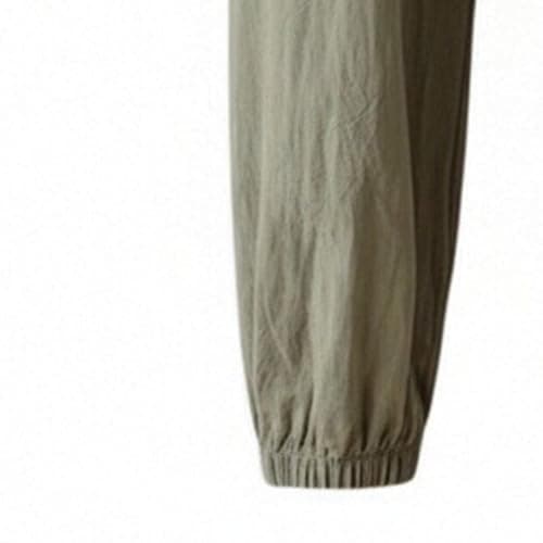 Cotton Linen Harem Pants Women Elastic Waist Loose Baggy Casual Wide Leg Pant Cuffed Ankle Lantern Style Summer Capri 2026 Army Green — view 5