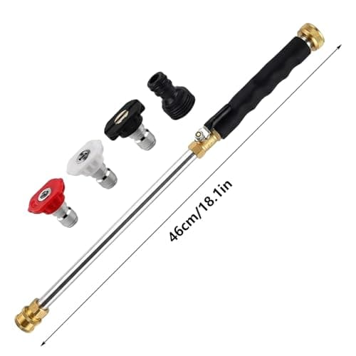 High Pressure Hose Nozzle, Leak-Resistant Jet Nozzle for Garden Hose with 3 Brass Spray Tips, Pressure Washer Wand for Car, Driveway, and Patio Cleaning, Black — view 5