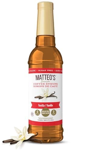 Matteo's Barista Style Sugar Free Coffee Syrup - Zero Calories Keto-Friendly Coffee Syrups & Flavors - USA-Made Kosher Sugar Free Coffee Flavoring Syrup For Home & Work (Vanilla, 25.4 Oz, 1-pk)