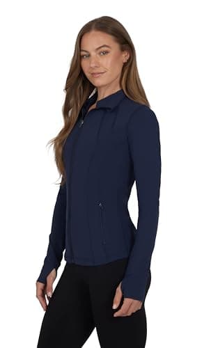 Yogalicious Womens Ultra Soft Lightweight Full Zip Yoga Jacket with Pockets, Dark Navy Nude Tech, Large — view 4