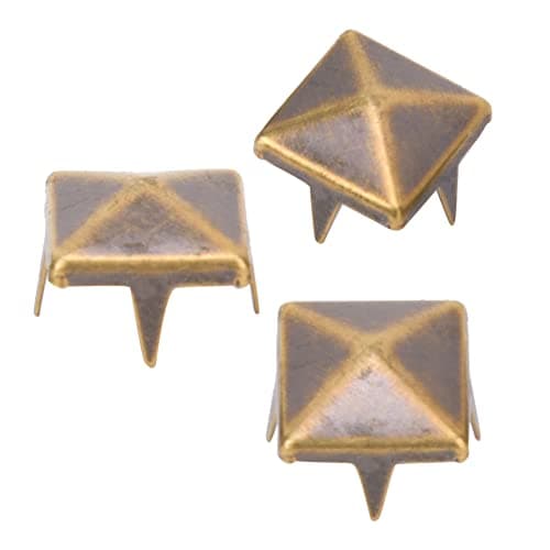 Square Rivets,100 Pcs 9 Mm Brass Copper Square Pyramid Studs 4 Prong Metal Nailhead Studs Spikes for Clothing Bag Leather Shoes Punk Rock Jewelry Craft (Bronze) — view 7