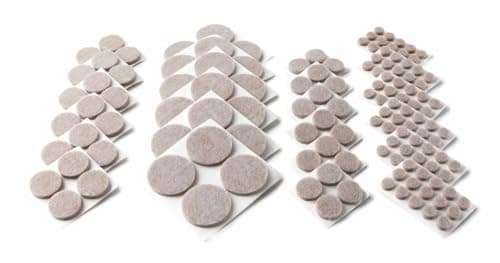 Scotch Felt Pads 162 PCS Beige, Felt Furniture Pads for Protecting Hardwood Floors, Round, Assorted Sizes Value Pack, Self-Stick design, Protecting from nicks, dents and scratches (SP845-NA)