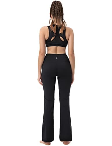 BUBBLELIME Women Basic Nylon Yoga Bootlegs Black M_35" Inseam — view 3