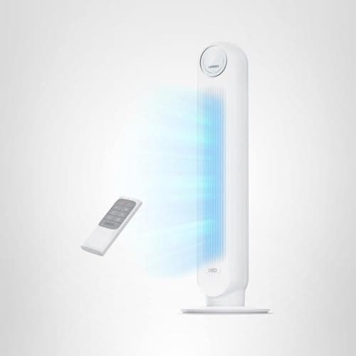 DREO Tower Fan for Bedroom, 2026 Upgraded DC Motor, 28ft/s High Velocity, 20dB Ultra Quiet Standing Fan, 8 Speeds 4 Modes, 90° Oscillating Bladeless Fan for Indoors, Floor Fans with Remote, White — view 9