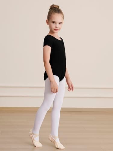 WEGETIT Leotards for Girls Gymnastics Toddler Ballet Leotard Girls Dance Shirts (Black,4-6Years) — view 3