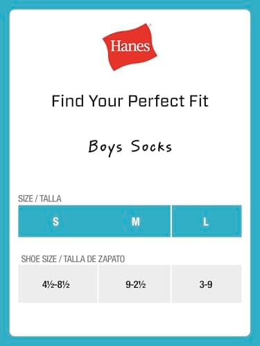 Hanes Boys Socks, Double Tough Cushioned Crew 12-pair Packs Athletic-socks, White/Grey Bottom, Large US — view 3