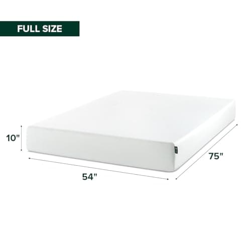 Zinus Green Tea Memory Foam Mattress 10 Inch, Pressure Relieving, Body Support, Naturally Fresh, Medium Firm, CertiPUR-US, Oeko-TEX Certified, Full