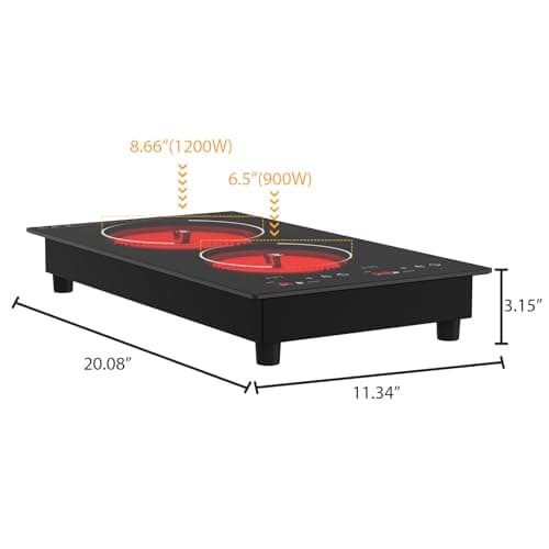 VBGK Electric Cooktop,12 Inch Built-in Radiant Electric Stove Top,110V 2100W 2 burner cooktop With 9 Heating Level, Timer & Kid Safety Lock, Sensor Touch Control 2 burner Induction Cooktop — view 7