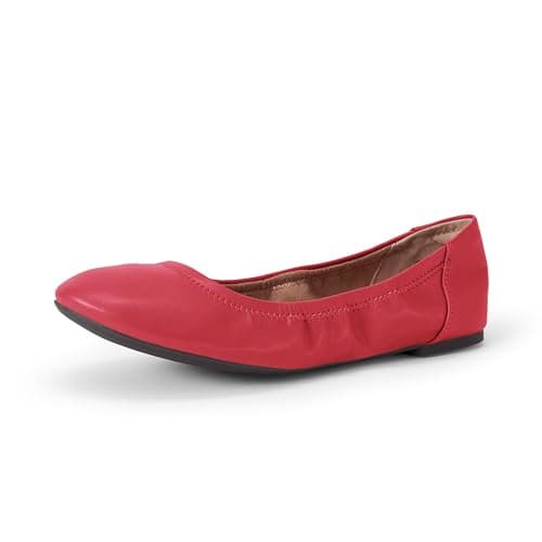 Amazon Essentials Women's Belice Comfortable Slip-On Ballet Flats Shoes, Bright Poppy Red, 5