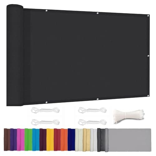 ZHhan Privacy Screen for Backyard Deck Patio Balcony Fence Porch Sun Shade PVC UV Protection Sun Wind 8 Days Delivered 14 Colors 20 Sizes 420D(Black,3'x13')